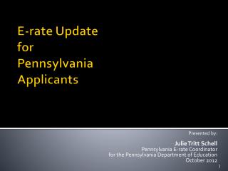 E-rate Update for Pennsylvania Applicants
