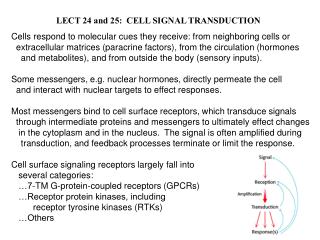 LECT 24 and 25: CELL SIGNAL TRANSDUCTION