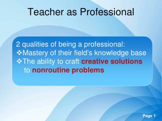 Teacher as Professional