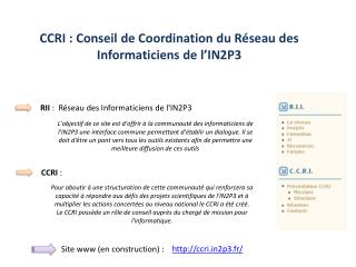 CCRI : Conseil de Coordination du Réseau des Informaticiens de l’IN2P3
