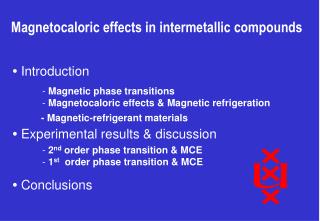 Magnetocaloric effects in intermetallic compounds