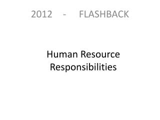 Human Resource Responsibilities