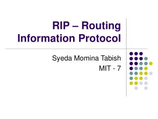RIP – Routing Information Protocol