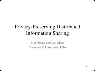 Privacy-Preserving Distributed Information Sharing
