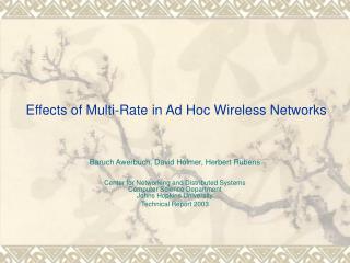 Effects of Multi-Rate in Ad Hoc Wireless Networks