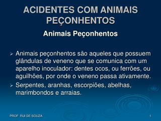 ACIDENTES COM ANIMAIS PEÇONHENTOS