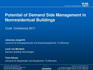 Potential of Demand Side Management in Nonresidentual Buildings