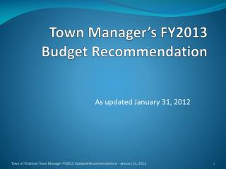 Town Manager’s FY2013 Budget Recommendation