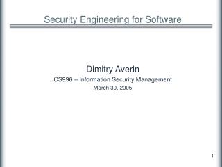 Security Engineering for Software