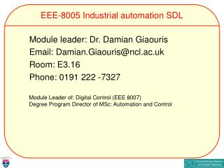 EEE-8005 Industrial automation SDL