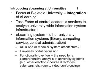 Introducing eLearning at Universities		I