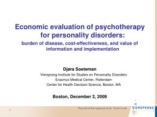 Economic evaluation of psychotherapy for personality disorders: