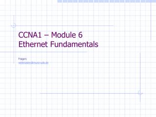 CCNA1 – Module 6 Ethernet Fundamentals