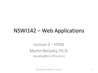 NSWI142 – Web Applications