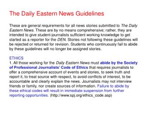The Daily Eastern News Guidelines