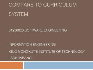 Registered Subject compare to Curriculum System