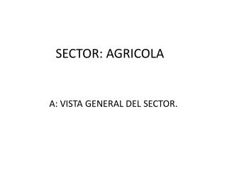 SECTOR: AGRICOLA