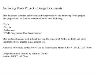 Authoring Tools Project – Design Documents