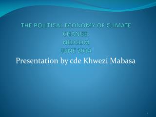 THE POLITICAL ECONOMY OF CLIMATE CHANGE: NEDCOM JUNE 2014