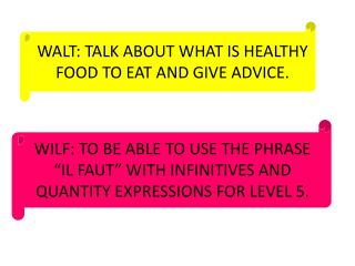WALT: TALK ABOUT WHAT IS HEALTHY FOOD TO EAT AND GIVE ADVICE.