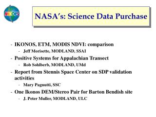 NASA’s: Science Data Purchase