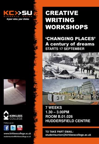 CREATIVE WRITING WORKSHOPS ‘CHANGING PLACES’ A century of dreams STARTS 17 SEPTEMBER