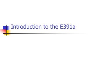 Introduction to the E391a