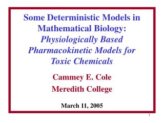 Cammey E. Cole Meredith College March 11, 2005