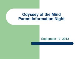 Odyssey of the Mind Parent Information Night