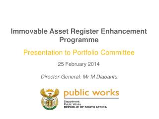 Immovable Asset Register Enhancement Programme Presentation to Portfolio Committee
