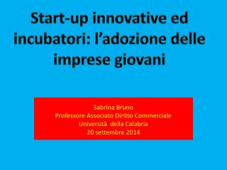 Sabrina Bruno Professore Associato Diritto Commerciale Università della Calabria