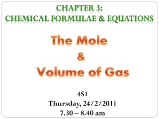 CHAPTER 3: CHEMICAL FORMULAE &amp; EQUATIONS