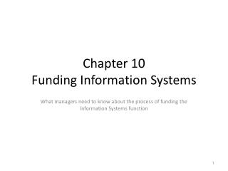 Chapter 10 Funding Information Systems