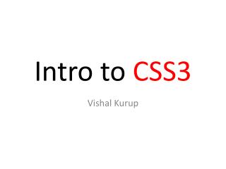 Intro to CSS3