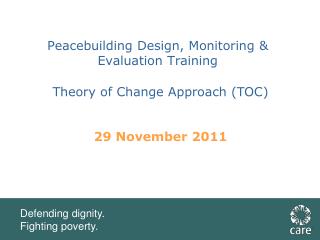 Peacebuilding Design, Monitoring &amp; Evaluation Training