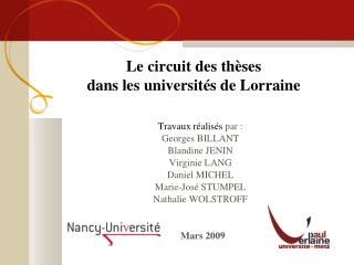 Le circuit des thèses dans les universités de Lorraine