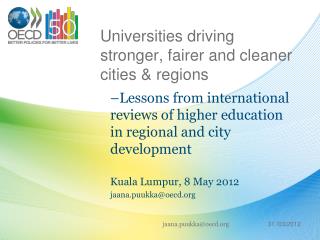 Universities driving stronger, fairer and cleaner cities &amp; regions