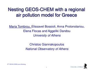 Nesting GEOS-CHEM with a regional air pollution model for Greece