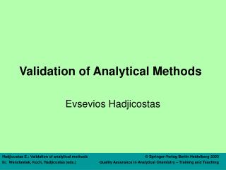 Validation of Analytical Methods