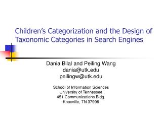 Children’s Categorization and the Design of Taxonomic Categories in Search Engines