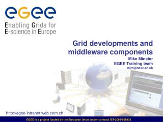 Grid developments and middleware components Mike Mineter EGEE Training team mjm@nesc.ac.uk
