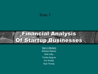Financial Analysis Of Startup Businesses