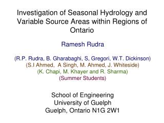 Investigation of Seasonal Hydrology and Variable Source Areas within Regions of Ontario