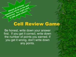 Cell Review Game