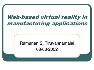 Web-based virtual reality in manufacturing applications