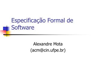 Especificação Formal de Software