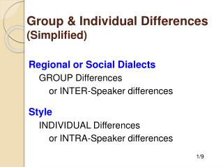 Group &amp; Individual Differences (Simplified)