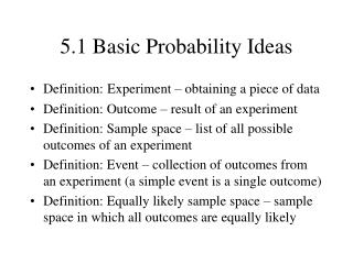 5.1 Basic Probability Ideas