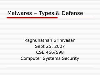Malwares – Types &amp; Defense