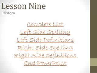 Lesson Nine